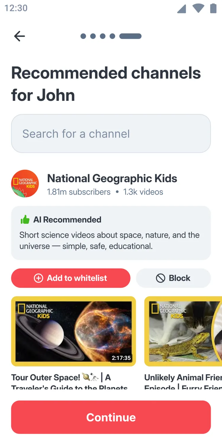 Recommended channels